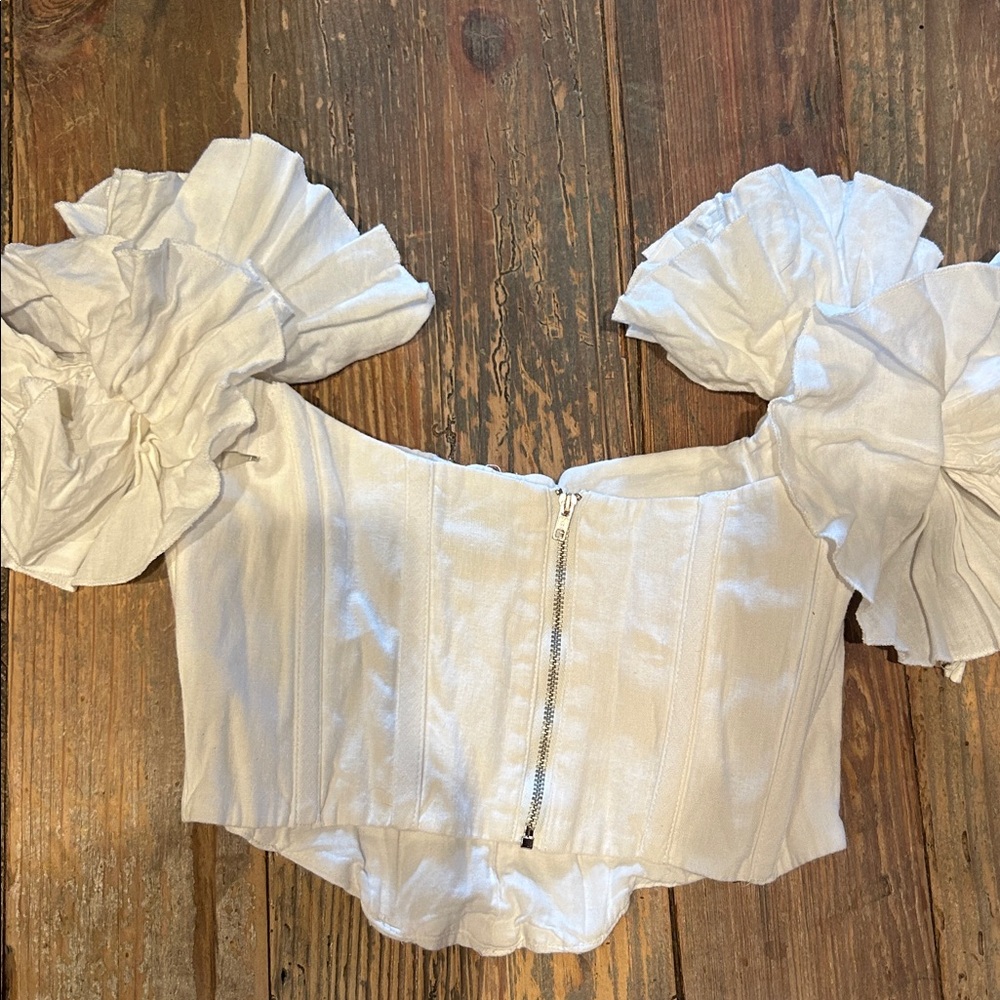 Bardot Sigma Corset linen Women Top in White size M 100% linen - Picture 7 of 14